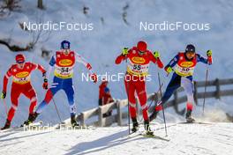 28.01.2022, Seefeld, Austria (AUT): Artem Galunin (RUS), Jan Vytrval (CZE), Samir Mastiev (RUS), Jeun Park (KOR), (l-r)  - FIS world cup nordic combined men, individual gundersen HS109/7,5km, Seefeld (AUT). www.nordicfocus.com. © Volk/NordicFocus. Every downloaded picture is fee-liable.