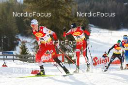 28.01.2022, Seefeld, Austria (AUT): (l-r), Mario Seidl (AUT), Andreas Skoglund (NOR) - FIS world cup nordic combined men, individual gundersen HS109/5km, Seefeld (AUT). www.nordicfocus.com. © Volk/NordicFocus. Every downloaded picture is fee-liable.
