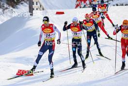 28.01.2022, Seefeld, Austria (AUT): (l-r), Julian Schmid (GER), Sora Yachi (JPN), Hideaki Nagai (JPN), Manuel Faisst (GER), Joergen Graabak (NOR), Franz-Josef Rehrl (AUT) - FIS world cup nordic combined men, individual gundersen HS109/5km, Seefeld (AUT). www.nordicfocus.com. © Volk/NordicFocus. Every downloaded picture is fee-liable.