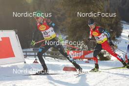 28.01.2022, Seefeld, Austria (AUT): Fabian Riessle (GER), Kodai Kimura (JPN), (l-r)  - FIS world cup nordic combined men, individual gundersen HS109/7,5km, Seefeld (AUT). www.nordicfocus.com. © Volk/NordicFocus. Every downloaded picture is fee-liable.