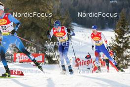 28.01.2022, Seefeld, Austria (AUT): (l-r), Laurent Muhlethaler (FRA), Perttu Reponen (FIN), Lukas Danek (CZE) - FIS world cup nordic combined men, individual gundersen HS109/5km, Seefeld (AUT). www.nordicfocus.com. © Volk/NordicFocus. Every downloaded picture is fee-liable.