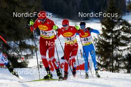 28.01.2022, Seefeld, Austria (AUT): Samir Mastiev (RUS), Artem Galunin (RUS), Aaron Kostner (ITA), (l-r)  - FIS world cup nordic combined men, individual gundersen HS109/7,5km, Seefeld (AUT). www.nordicfocus.com. © Volk/NordicFocus. Every downloaded picture is fee-liable.