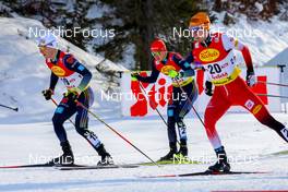 28.01.2022, Seefeld, Austria (AUT): Manuel Faisst (GER), Julian Schmid (GER), Franz-Josef Rehrl (AUT), Sora Yachi (JPN), (l-r)  - FIS world cup nordic combined men, individual gundersen HS109/7,5km, Seefeld (AUT). www.nordicfocus.com. © Volk/NordicFocus. Every downloaded picture is fee-liable.