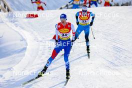 28.01.2022, Seefeld, Austria (AUT): Lukas Danek (CZE), Laurent Muhlethaler (FRA), (l-r)  - FIS world cup nordic combined men, individual gundersen HS109/7,5km, Seefeld (AUT). www.nordicfocus.com. © Volk/NordicFocus. Every downloaded picture is fee-liable.