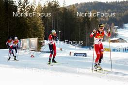 29.01.2022, Seefeld, Austria (AUT): (l-r), Akito Watabe (JPN), Manuel Einkemmer (AUT) - FIS world cup nordic combined men, individual gundersen HS109/10km, Seefeld (AUT). www.nordicfocus.com. © Volk/NordicFocus. Every downloaded picture is fee-liable.