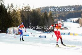 29.01.2022, Seefeld, Austria (AUT): (l-r), Tomas Portyk (CZE), Mario Seidl (AUT) - FIS world cup nordic combined men, individual gundersen HS109/10km, Seefeld (AUT). www.nordicfocus.com. © Volk/NordicFocus. Every downloaded picture is fee-liable.