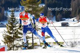 29.01.2022, Seefeld, Austria (AUT): Perttu Reponen (FIN), Lukas Danek (CZE), (l-r)  - FIS world cup nordic combined men, individual gundersen HS109/10km, Seefeld (AUT). www.nordicfocus.com. © Volk/NordicFocus. Every downloaded picture is fee-liable.