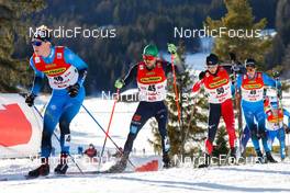 29.01.2022, Seefeld, Austria (AUT): Gael Blondeau (FRA), Fabian Riessle (GER), Ryota Yamamoto (JPN), Edgar Vallet (FRA), (l-r)  - FIS world cup nordic combined men, individual gundersen HS109/10km, Seefeld (AUT). www.nordicfocus.com. © Volk/NordicFocus. Every downloaded picture is fee-liable.