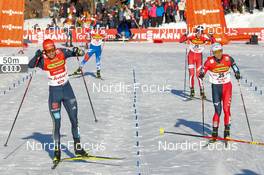 29.01.2022, Seefeld, Austria (AUT): Johannes Rydzek (GER), Akito Watabe (JPN), Lukas Greiderer (AUT), (l-r)  - FIS world cup nordic combined men, individual gundersen HS109/10km, Seefeld (AUT). www.nordicfocus.com. © Volk/NordicFocus. Every downloaded picture is fee-liable.