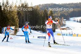 29.01.2022, Seefeld, Austria (AUT): (l-r), Antoine Gerard (FRA), Alessandro Pittin (ITA), Ondrej Pazout (CZE) - FIS world cup nordic combined men, individual gundersen HS109/10km, Seefeld (AUT). www.nordicfocus.com. © Volk/NordicFocus. Every downloaded picture is fee-liable.