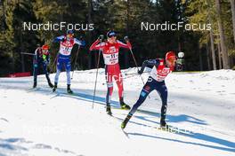 30.01.2022, Seefeld, Austria (AUT): Julian Schmid (GER), Ilkka Herola (FIN), Jens Luraas Oftebro (NOR), Johannes Rydzek (GER), (l-r)  - FIS world cup nordic combined men, individual gundersen HS109/12,5km, Seefeld (AUT). www.nordicfocus.com. © Volk/NordicFocus. Every downloaded picture is fee-liable.