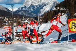 30.01.2022, Seefeld, Austria (AUT): Lukas Greiderer (AUT), Hideaki Nagai (JPN), Philipp Orter (AUT), (l-r)  - FIS world cup nordic combined men, individual gundersen HS109/12.5km, Seefeld (AUT). www.nordicfocus.com. © Volk/NordicFocus. Every downloaded picture is fee-liable.