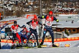 30.01.2022, Seefeld, Austria (AUT): Yoshito Watabe (JPN), Ilkka Herola (FIN), Johannes Rydzek (GER), Julian Schmid (GER), (l-r)  - FIS world cup nordic combined men, individual gundersen HS109/12,5km, Seefeld (AUT). www.nordicfocus.com. © Volk/NordicFocus. Every downloaded picture is fee-liable.