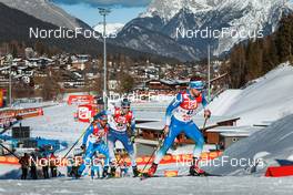 30.01.2022, Seefeld, Austria (AUT): Aaron Kostner (ITA), Jesse Paeaekkoenen (FIN), Vid Vrhovnik (SLO), (l-r)  - FIS world cup nordic combined men, individual gundersen HS109/12.5km, Seefeld (AUT). www.nordicfocus.com. © Volk/NordicFocus. Every downloaded picture is fee-liable.