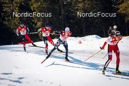 30.01.2022, Seefeld, Austria (AUT): Ryota Yamamoto (JPN), Hideaki Nagai (JPN), Manuel Faisst (GER), Espen Andersen (NOR), (l-r)  - FIS world cup nordic combined men, individual gundersen HS109/12.5km, Seefeld (AUT). www.nordicfocus.com. © Volk/NordicFocus. Every downloaded picture is fee-liable.