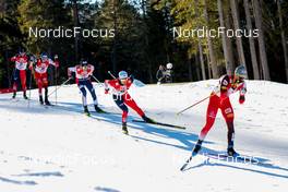 30.01.2022, Seefeld, Austria (AUT): Kodai Kimura (JPN), Stefan Rettenegger (AUT), Espen Bjoernstad (NOR), Akito Watabe (JPN), (l-r)  - FIS world cup nordic combined men, individual gundersen HS109/12,5km, Seefeld (AUT). www.nordicfocus.com. © Volk/NordicFocus. Every downloaded picture is fee-liable.
