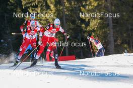 30.01.2022, Seefeld, Austria (AUT): Mario Seidl (AUT), Lukas Greiderer (AUT), (l-r)  - FIS world cup nordic combined men, individual gundersen HS109/12,5km, Seefeld (AUT). www.nordicfocus.com. © Volk/NordicFocus. Every downloaded picture is fee-liable.