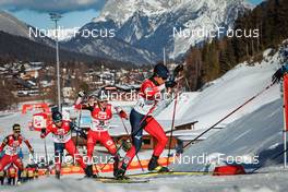 30.01.2022, Seefeld, Austria (AUT): Manuel Einkemmer (AUT), Kodai Kimura (JPN), +35+, Sora Yachi (JPN), (l-r)  - FIS world cup nordic combined men, individual gundersen HS109/12.5km, Seefeld (AUT). www.nordicfocus.com. © Volk/NordicFocus. Every downloaded picture is fee-liable.