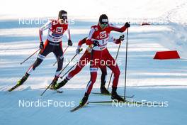 30.01.2022, Seefeld, Austria (AUT): Jarl Magnus Riiber (NOR), Joergen Graabak (NOR), (l-r)  - FIS world cup nordic combined men, individual gundersen HS109/12.5km, Seefeld (AUT). www.nordicfocus.com. © Volk/NordicFocus. Every downloaded picture is fee-liable.