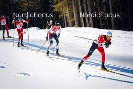 30.01.2022, Seefeld, Austria (AUT): Kodai Kimura (JPN), Stefan Rettenegger (AUT), Espen Bjoernstad (NOR), Akito Watabe (JPN), (l-r)  - FIS world cup nordic combined men, individual gundersen HS109/12.5km, Seefeld (AUT). www.nordicfocus.com. © Volk/NordicFocus. Every downloaded picture is fee-liable.
