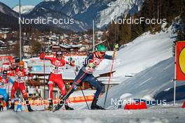 30.01.2022, Seefeld, Austria (AUT): Thomas Joebstl (AUT), Andreas Skoglund (NOR), Fabian Riessle (GER), (l-r)  - FIS world cup nordic combined men, individual gundersen HS109/12.5km, Seefeld (AUT). www.nordicfocus.com. © Volk/NordicFocus. Every downloaded picture is fee-liable.