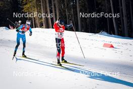 30.01.2022, Seefeld, Austria (AUT): Laurent Muhlethaler (FRA), Sora Yachi (JPN), (l-r)  - FIS world cup nordic combined men, individual gundersen HS109/12.5km, Seefeld (AUT). www.nordicfocus.com. © Volk/NordicFocus. Every downloaded picture is fee-liable.