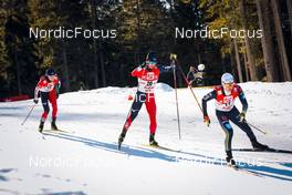 30.01.2022, Seefeld, Austria (AUT): Ryota Yamamoto (JPN), Hideaki Nagai (JPN), Manuel Faisst (GER), (l-r)  - FIS world cup nordic combined men, individual gundersen HS109/12.5km, Seefeld (AUT). www.nordicfocus.com. © Volk/NordicFocus. Every downloaded picture is fee-liable.