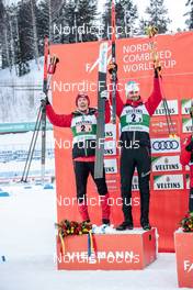 26.02.2022, Lahti, Finland (FIN): Franz-Josef Rehrl (AUT), Lukas Greiderer (AUT), (l-r) - FIS world cup nordic combined men, team sprint HS130/2x7.5km, Lahti (FIN). www.nordicfocus.com. © Modica/NordicFocus. Every downloaded picture is fee-liable.