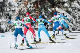 26.02.2022, Lahti, Finland (FIN): Otto Niittykoski (FIN), Viacheslav Barkov (RUS), Samuel Costa (ITA), Lukas Danek (CZE), (l-r) - FIS world cup nordic combined men, team sprint HS130/2x7.5km, Lahti (FIN). www.nordicfocus.com. © Modica/NordicFocus. Every downloaded picture is fee-liable.