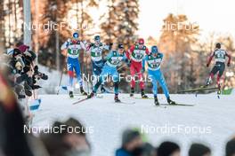 26.02.2022, Lahti, Finland (FIN): Lukas Danek (CZE), Otto Niittykoski (FIN), Gael Blondeau (FRA), Viacheslav Barkov (RUS), Samuel Costa (ITA), (l-r) - FIS world cup nordic combined men, team sprint HS130/2x7.5km, Lahti (FIN). www.nordicfocus.com. © Modica/NordicFocus. Every downloaded picture is fee-liable.