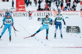 26.02.2022, Lahti, Finland (FIN): Samuel Costa (ITA), Gael Blondeau (FRA), Otto Niittykoski (FIN), (l-r) - FIS world cup nordic combined men, team sprint HS130/2x7.5km, Lahti (FIN). www.nordicfocus.com. © Modica/NordicFocus. Every downloaded picture is fee-liable.