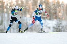 26.02.2022, Lahti, Finland (FIN): Timofei Borisov (RUS), Jan Vytrval (CZE), (l-r) - FIS world cup nordic combined men, team sprint HS130/2x7.5km, Lahti (FIN). www.nordicfocus.com. © Modica/NordicFocus. Every downloaded picture is fee-liable.