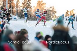 26.02.2022, Lahti, Finland (FIN): Jesse Paeaekkoenen (FIN), Jan Vytrval (CZE), Artem Galunin (RUS), (l-r) - FIS world cup nordic combined men, team sprint HS130/2x7.5km, Lahti (FIN). www.nordicfocus.com. © Modica/NordicFocus. Every downloaded picture is fee-liable.
