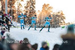 26.02.2022, Lahti, Finland (FIN): Alessandro Pittin (ITA), Matteo Baud (FRA), Antoine Gerard (FRA), (l-r) - FIS world cup nordic combined men, team sprint HS130/2x7.5km, Lahti (FIN). www.nordicfocus.com. © Modica/NordicFocus. Every downloaded picture is fee-liable.