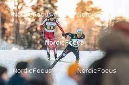 26.02.2022, Lahti, Finland (FIN): Manuel Faisst (GER), Jens Oftebro (NOR), (l-r) - FIS world cup nordic combined men, team sprint HS130/2x7.5km, Lahti (FIN). www.nordicfocus.com. © Modica/NordicFocus. Every downloaded picture is fee-liable.