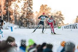 26.02.2022, Lahti, Finland (FIN): Terence Weber (GER), Joergen Graabak (NOR), (l-r) - FIS world cup nordic combined men, team sprint HS130/2x7.5km, Lahti (FIN). www.nordicfocus.com. © Modica/NordicFocus. Every downloaded picture is fee-liable.