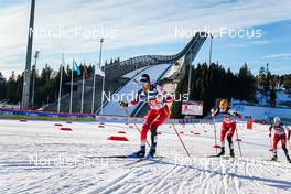 05.03.2022, Oslo, Norway (NOR): Philipp Orter (AUT), Franz-Josef Rehrl (AUT), Mario Seidl (AUT), (l-r)  - FIS world cup nordic combined, individual gundersen HS134/10km, Oslo (NOR). www.nordicfocus.com. © Thibaut/NordicFocus. Every downloaded picture is fee-liable.