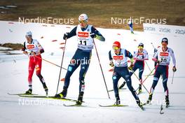 12.03.2022, Schonach, Germany (GER): Mario Seidl (AUT), Vinzenz Geiger (GER), Terence Weber (GER), Espen Andersen (NOR), (l-r)  - FIS world cup nordic combined men, individual gundersen HS100/10km, Schonach (GER). www.nordicfocus.com. © Volk/NordicFocus. Every downloaded picture is fee-liable.