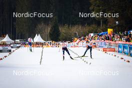 12.03.2022, Schonach, Germany (GER): Ilkka Herola (FIN), Joergen Graabak (NOR), Vinzenz Geiger (GER), (l-r)  - FIS world cup nordic combined men, individual gundersen HS100/10km, Schonach (GER). www.nordicfocus.com. © Volk/NordicFocus. Every downloaded picture is fee-liable.