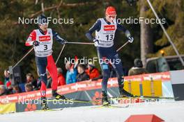 12.03.2022, Schonach, Germany (GER): Yoshito Watabe (JPN), Eric Frenzel (GER), (l-r)  - FIS world cup nordic combined men, individual gundersen HS100/10km, Schonach (GER). www.nordicfocus.com. © Volk/NordicFocus. Every downloaded picture is fee-liable.