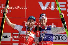 13.03.2022, Schonach, Germany (GER): Ilkka Herola (FIN), Jarl Magnus Riiber (NOR), (l-r)  - FIS world cup nordic combined men, individual gundersen HS100/10km, Schonach (GER). www.nordicfocus.com. © Volk/NordicFocus. Every downloaded picture is fee-liable.