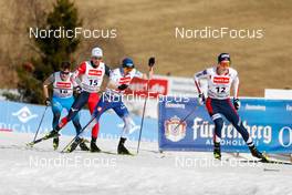 13.03.2022, Schonach, Germany (GER): Laurent Muhlethaler (FRA), Akito Watabe (JPN), Ilkka Herola (FIN), Jens Luraas Oftebro (NOR), (l-r) - FIS world cup nordic combined men, individual gundersen HS100/10km, Schonach (GER). www.nordicfocus.com. © Volk/NordicFocus. Every downloaded picture is fee-liable.