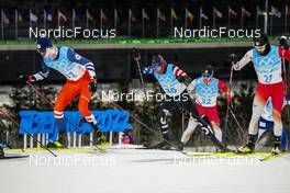15.02.2022, Beijing, China (CHN): Lukas Danek (CZE), Taylor Fletcher (USA), Yoshito Watabe (JPN), Hideaki Nagai (JPN), (l-r)  - XXIV. Olympic Winter Games Beijing 2022, nordic combined men, individual gundersen HS140/10km, Beijing (CHN). www.nordicfocus.com. © Thibaut/NordicFocus. Every downloaded picture is fee-liable.