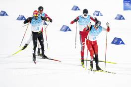 15.02.2022, Beijing, China (CHN): Jens Luraas Oftebro (NOR), Lukas Greiderer (AUT), Manuel Faisst (GER), (l-r)  - XXIV. Olympic Winter Games Beijing 2022, nordic combined men, individual gundersen HS140/10km, Beijing (CHN). www.nordicfocus.com. © Thibaut/NordicFocus. Every downloaded picture is fee-liable.