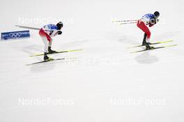 17.02.2022, Beijing, China (CHN): Martin Fritz (AUT), Ryota Yamamoto (JPN), (l-r)  - XXIV. Olympic Winter Games Beijing 2022, nordic combined men, team HS140/4x5km, Beijing (CHN). www.nordicfocus.com. © Thibaut/NordicFocus. Every downloaded picture is fee-liable.