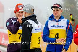 28.08.2022, Oberwiesenthal, Germany (GER): Julian Schmid (GER), Ilkka Herola (FIN), Terence Weber (GER), (l-r)  - FIS Nordic Combined Summer Grand Prix men and women, individual gundersen HS105/10km men, Oberwiesenthal (GER). www.nordicfocus.com. © Volk/NordicFocus. Every downloaded picture is fee-liable.