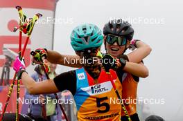 28.08.2022, Oberwiesenthal, Germany (GER): Ema Volavsek (SLO), Silva Verbic (SLO), Nathalie Armbruster (GER), (l-r)  - FIS Nordic Combined Summer Grand Prix men and women, individual gundersen HS105/5km women, Oberwiesenthal (GER). www.nordicfocus.com. © Volk/NordicFocus. Every downloaded picture is fee-liable.