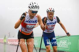 27.08.2022, Oberwiesenthal, Germany (GER): Annamaija Oinas (FIN), Ilkka Herola (FIN), (l-r)  - FIS Nordic Combined Summer Grand Prix men and women, mixed team, Oberwiesenthal (GER). www.nordicfocus.com. © Volk/NordicFocus. Every downloaded picture is fee-liable.