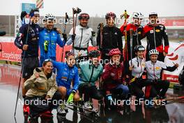 27.08.2022, Oberwiesenthal, Germany (GER): Samuel Costa (ITA), Domenico Mariotti (ITA), Johannes Rydzek (GER), Julian Schmid (GER), Martin Fritz (AUT), Philipp Orter (AUT), Annika Sieff (ITA), Daniela Dejori (ITA), Jenny Nowak (GER), Nathalie Armbruster (GER), Lisa Hirner (AUT), Annalena Slamik (AUT), (l-r)  - FIS Nordic Combined Summer Grand Prix men and women, mixed team, Oberwiesenthal (GER). www.nordicfocus.com. © Volk/NordicFocus. Every downloaded picture is fee-liable.