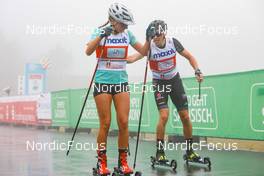 27.08.2022, Oberwiesenthal, Germany (GER): Cindy Haasch (GER), Eric Frenzel (GER), (l-r)  - FIS Nordic Combined Summer Grand Prix men and women, mixed team, Oberwiesenthal (GER). www.nordicfocus.com. © Volk/NordicFocus. Every downloaded picture is fee-liable.